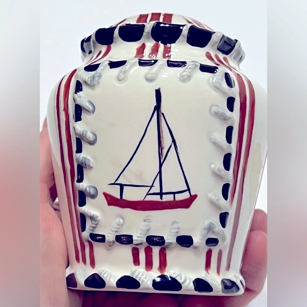 Nautical Ceramic Lighthouse and Sailboat Salt N Pepper Shakers